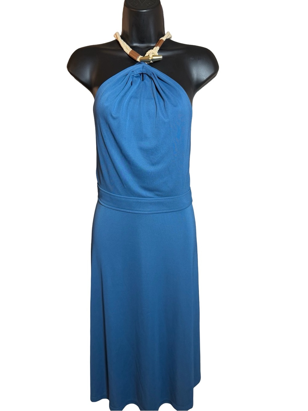 Ralph Lauren Black Label Blue Halter Neck Dress with Nautical Rope Detail